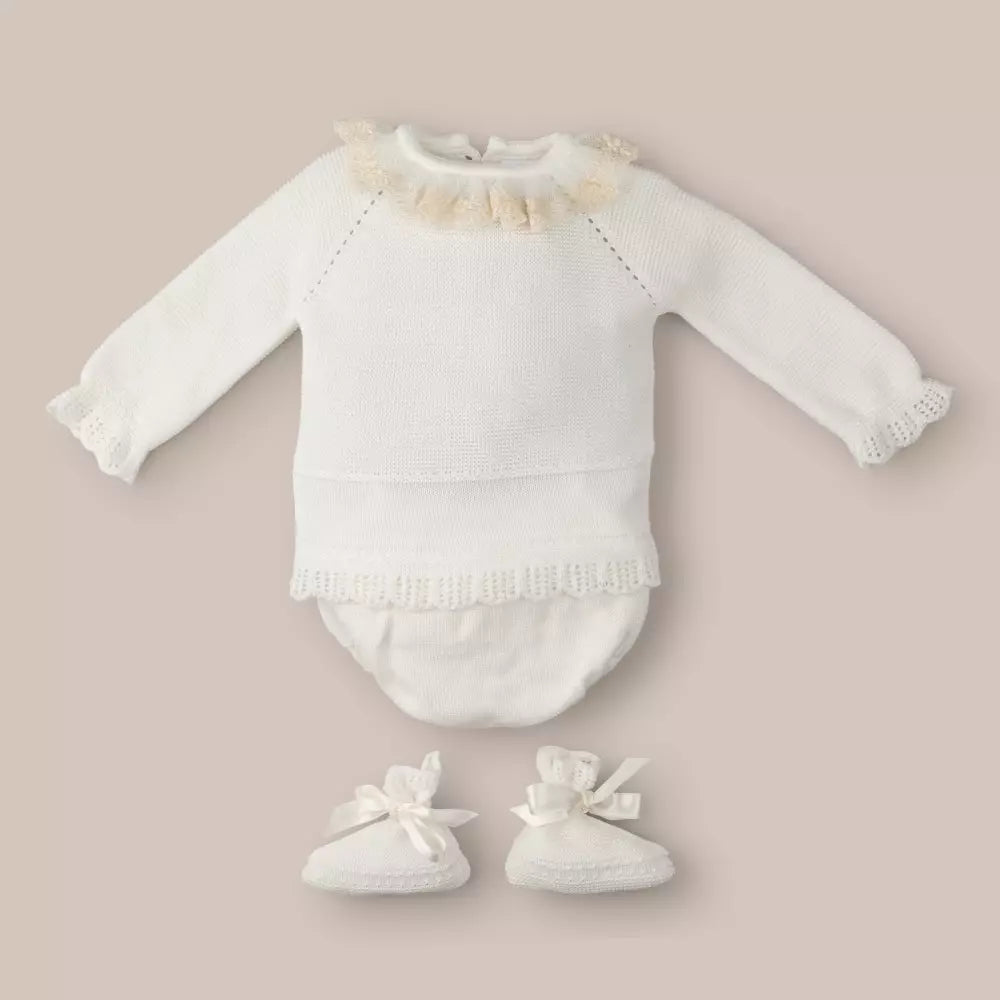 CONJUNTO CORTO BEBE LACE BEIGE