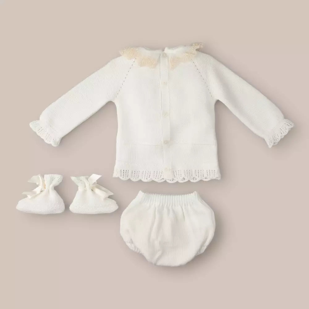 CONJUNTO CORTO BEBE LACE BEIGE
