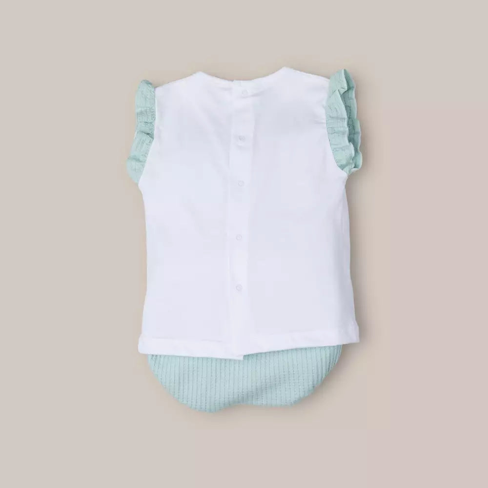 CONJUNTO NIÑA CUADRILLE VERDE AZULADO