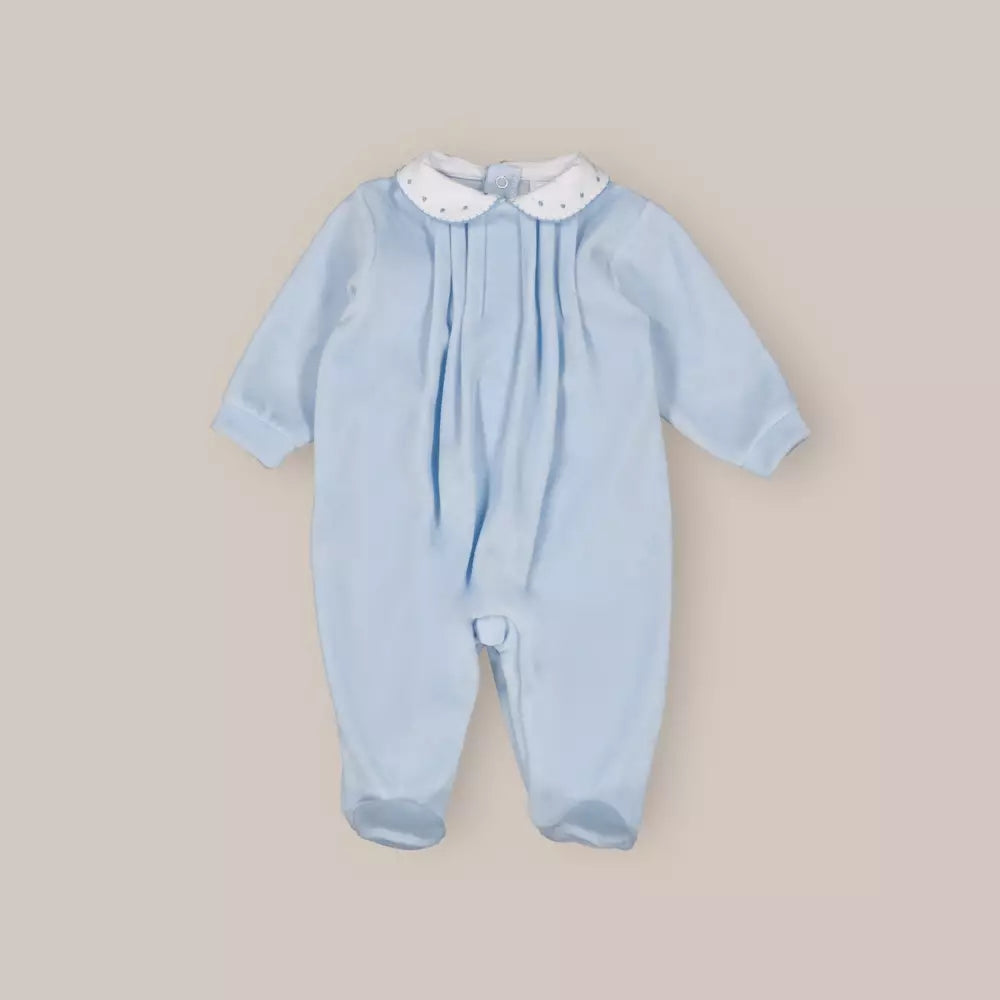 PIJAMA TERCIOPELO CUELLO AZUL