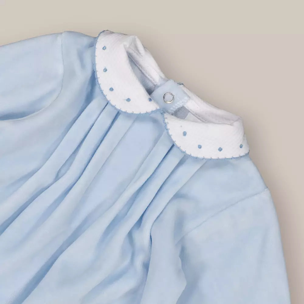 PIJAMA TERCIOPELO CUELLO AZUL