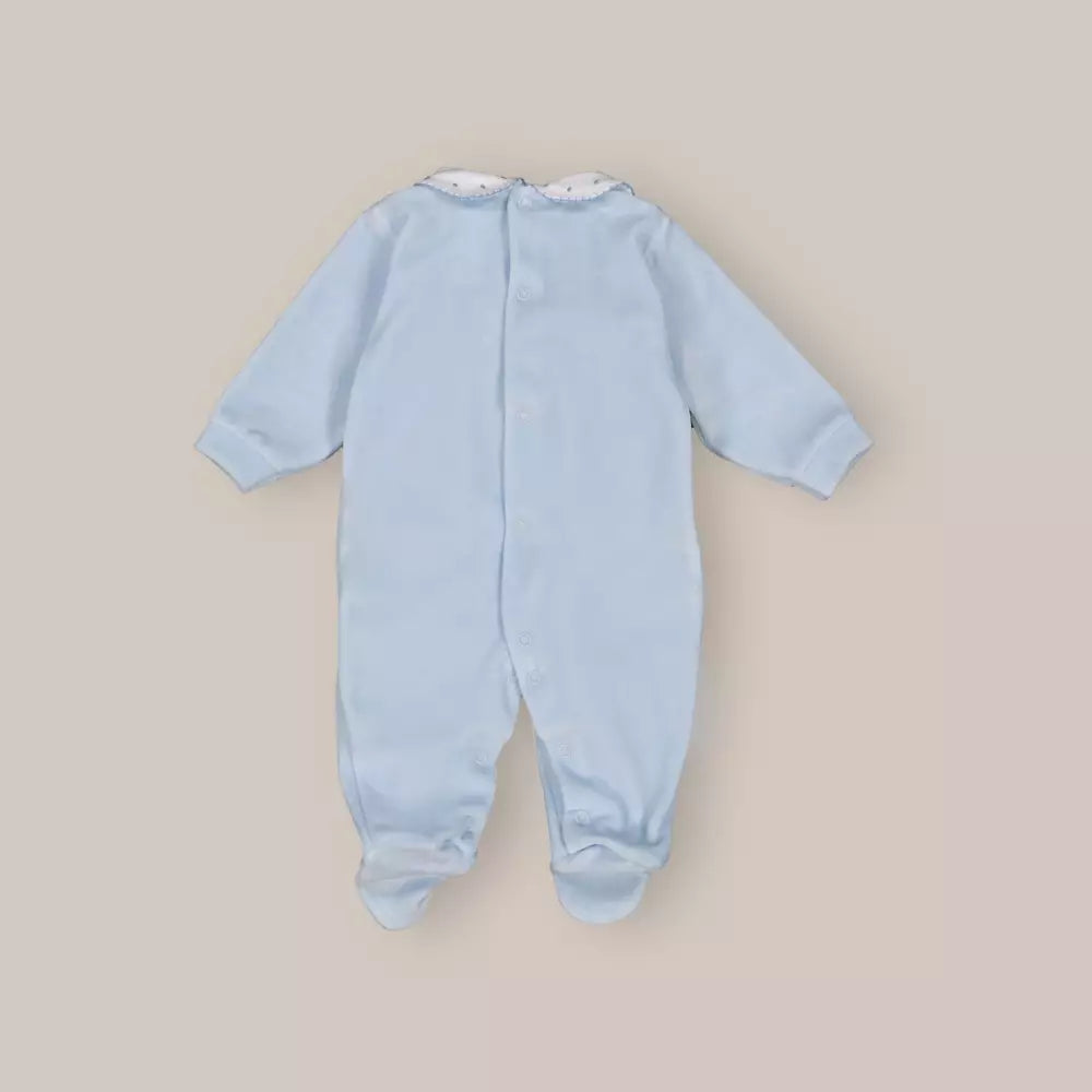 PIJAMA TERCIOPELO CUELLO AZUL