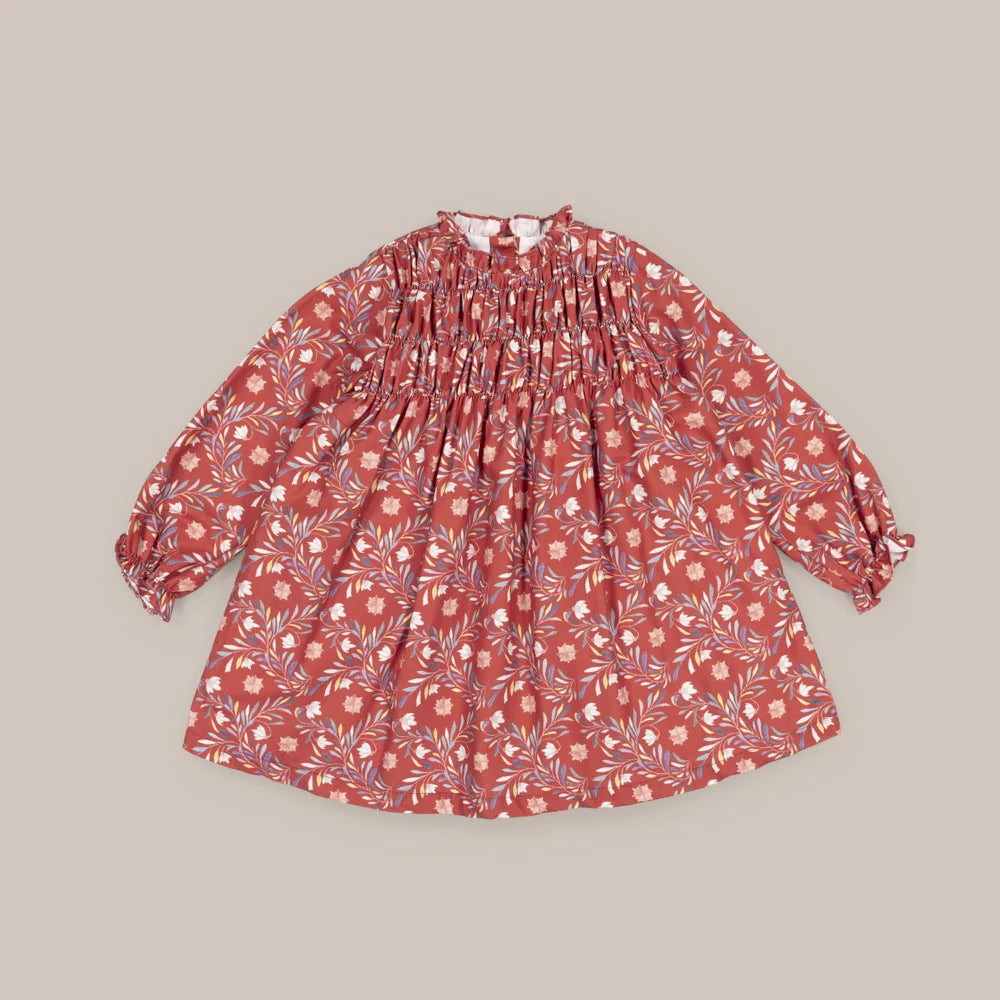 VESTIDO CAMPANILLAS GRANATE