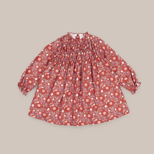 VESTIDO CAMPANILLAS GRANATE