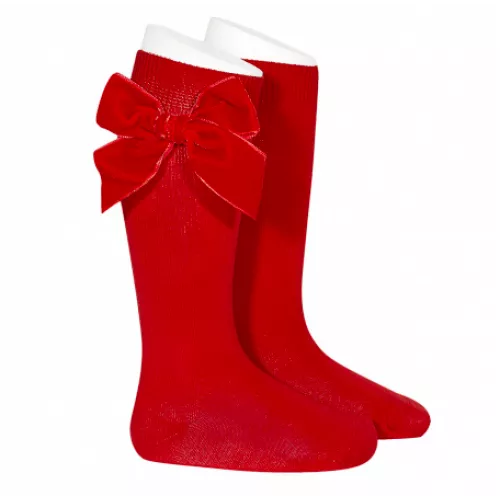 CALCETA CON LAZO VELVET ROJO