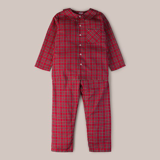 PIJAMA NIÑO ESCOCES ROJO