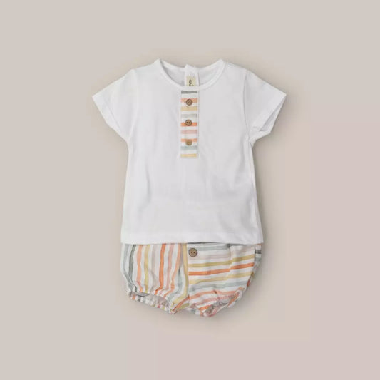 CONJUNTO BEBE ALGODON CAMELOT BLANCO