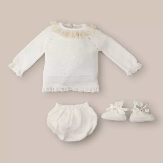 CONJUNTO CORTO BEBE LACE BEIGE