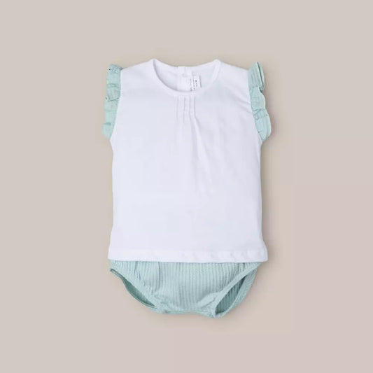 CONJUNTO NIÑA CUADRILLE VERDE AZULADO